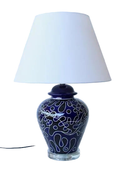 Modern navy blue ceramic table lamp