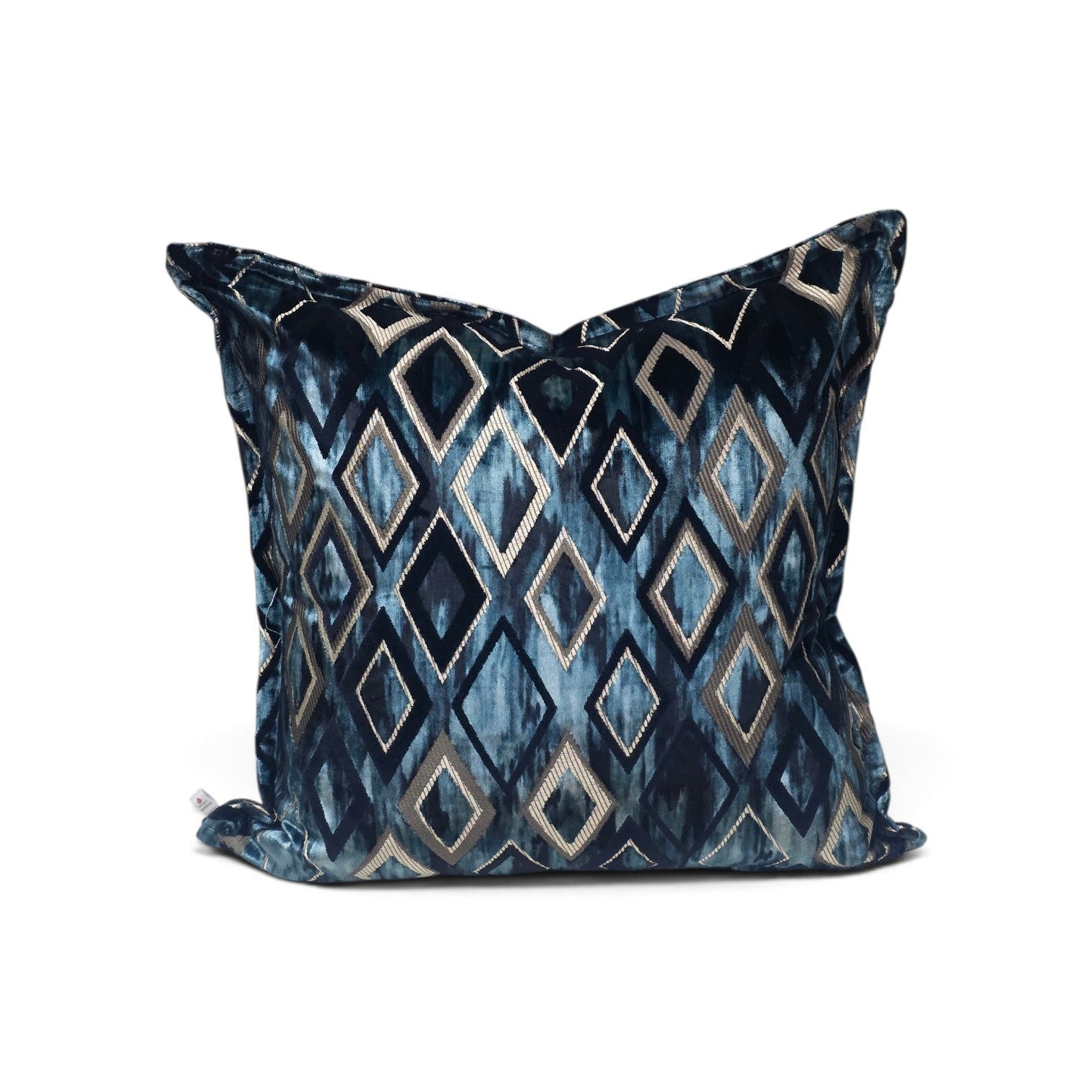 Azure harlequin velvet scatter cushion