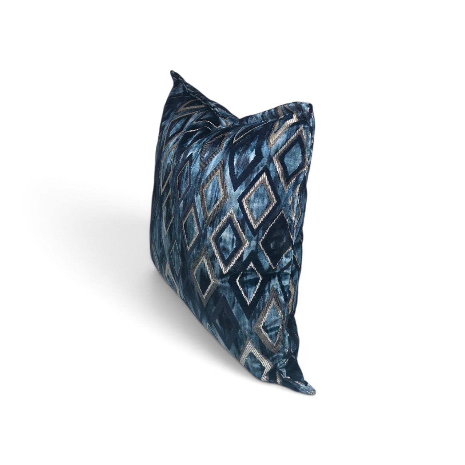 Azure harlequin velvet scatter cushion