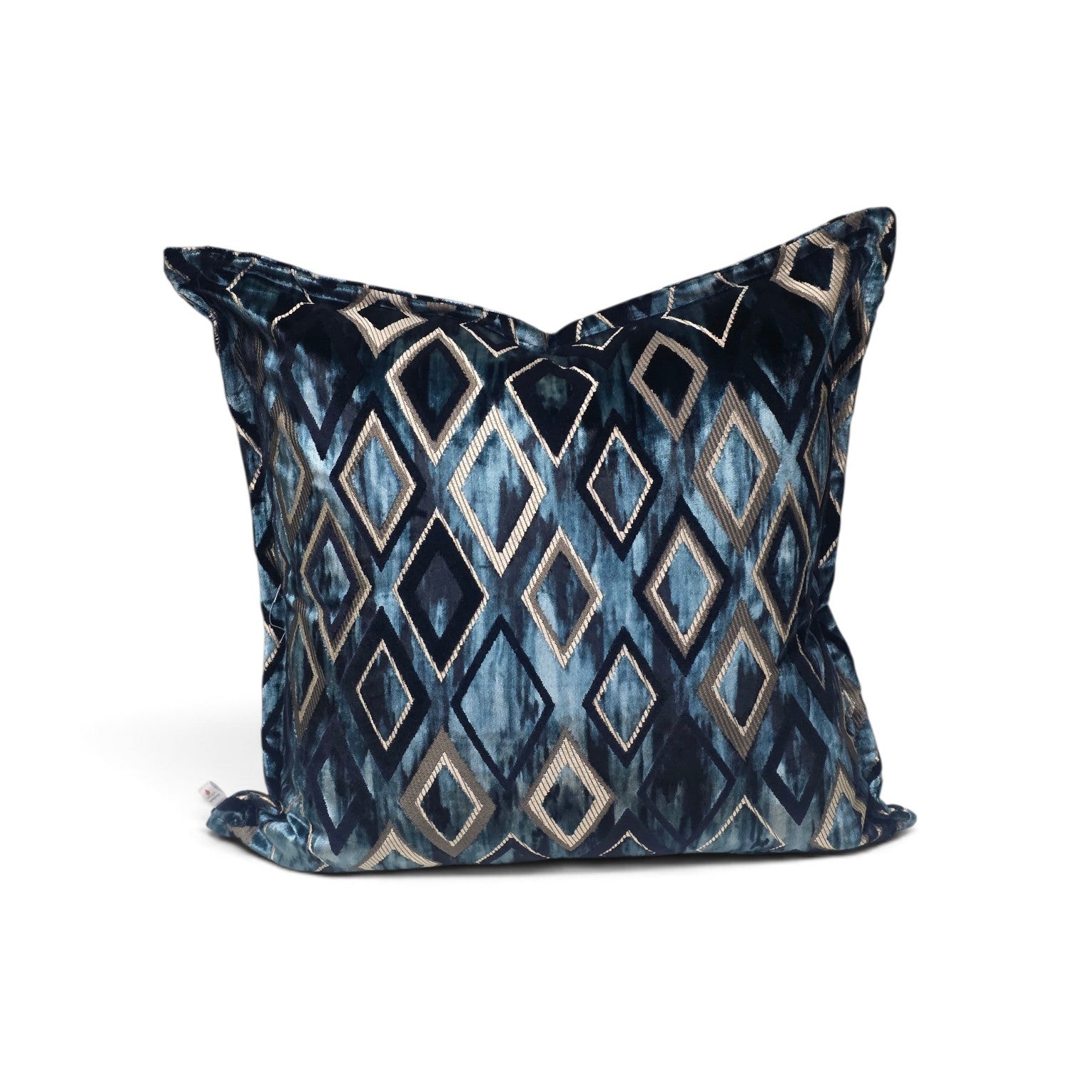 Azure harlequin velvet scatter cushion