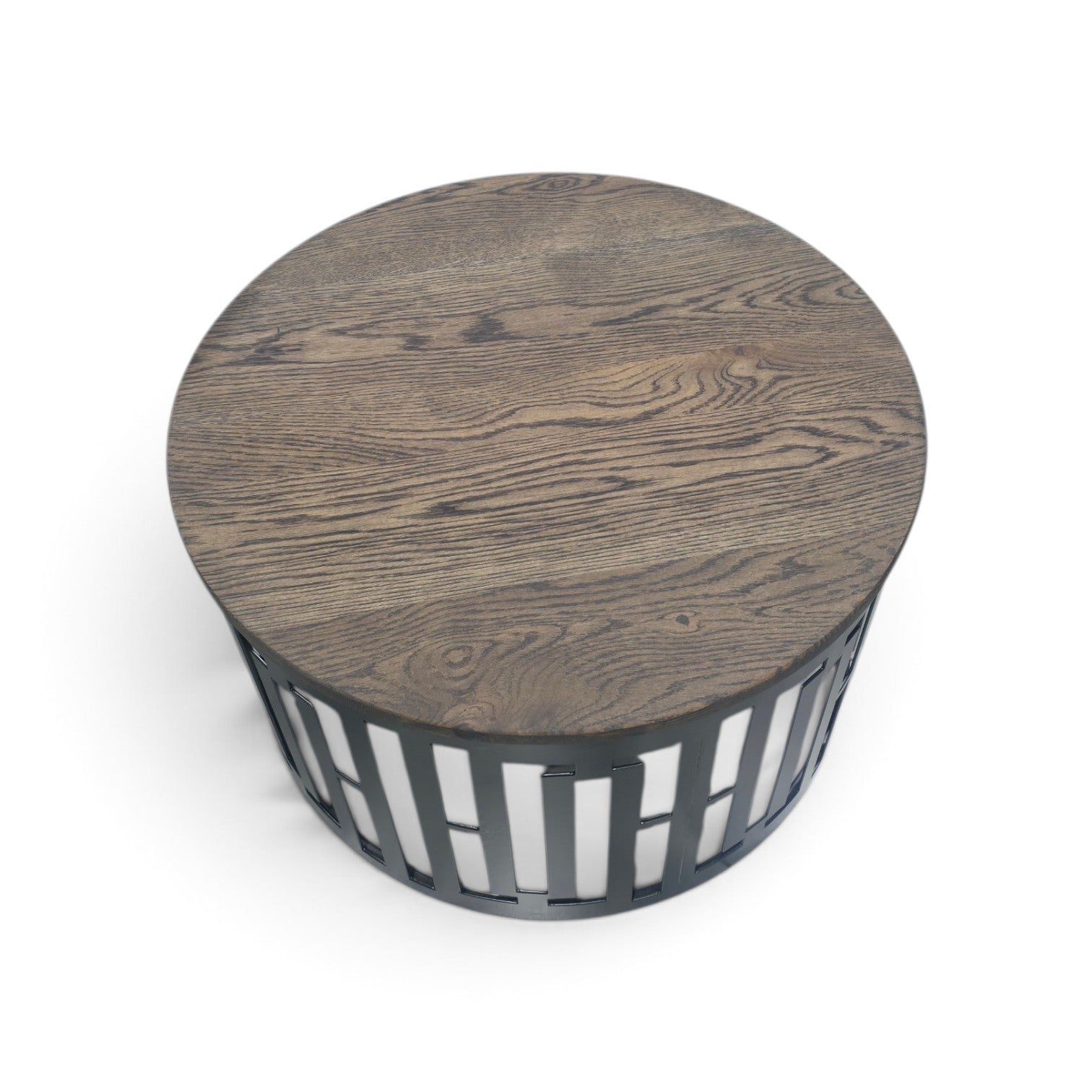 Coffee table round laser cut out oak top