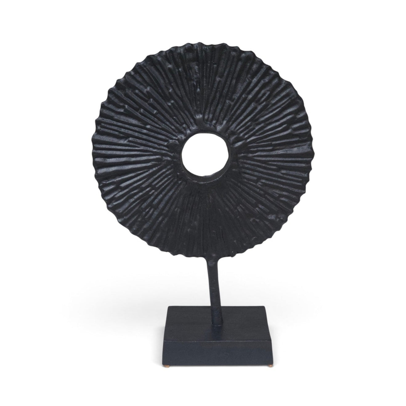 Eclipse cast metal disc sculpture