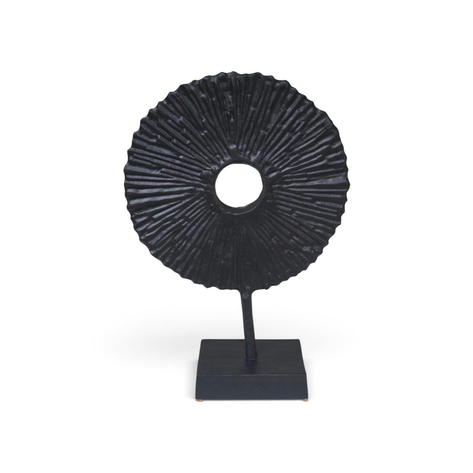 Eclipse cast metal disc sculpture