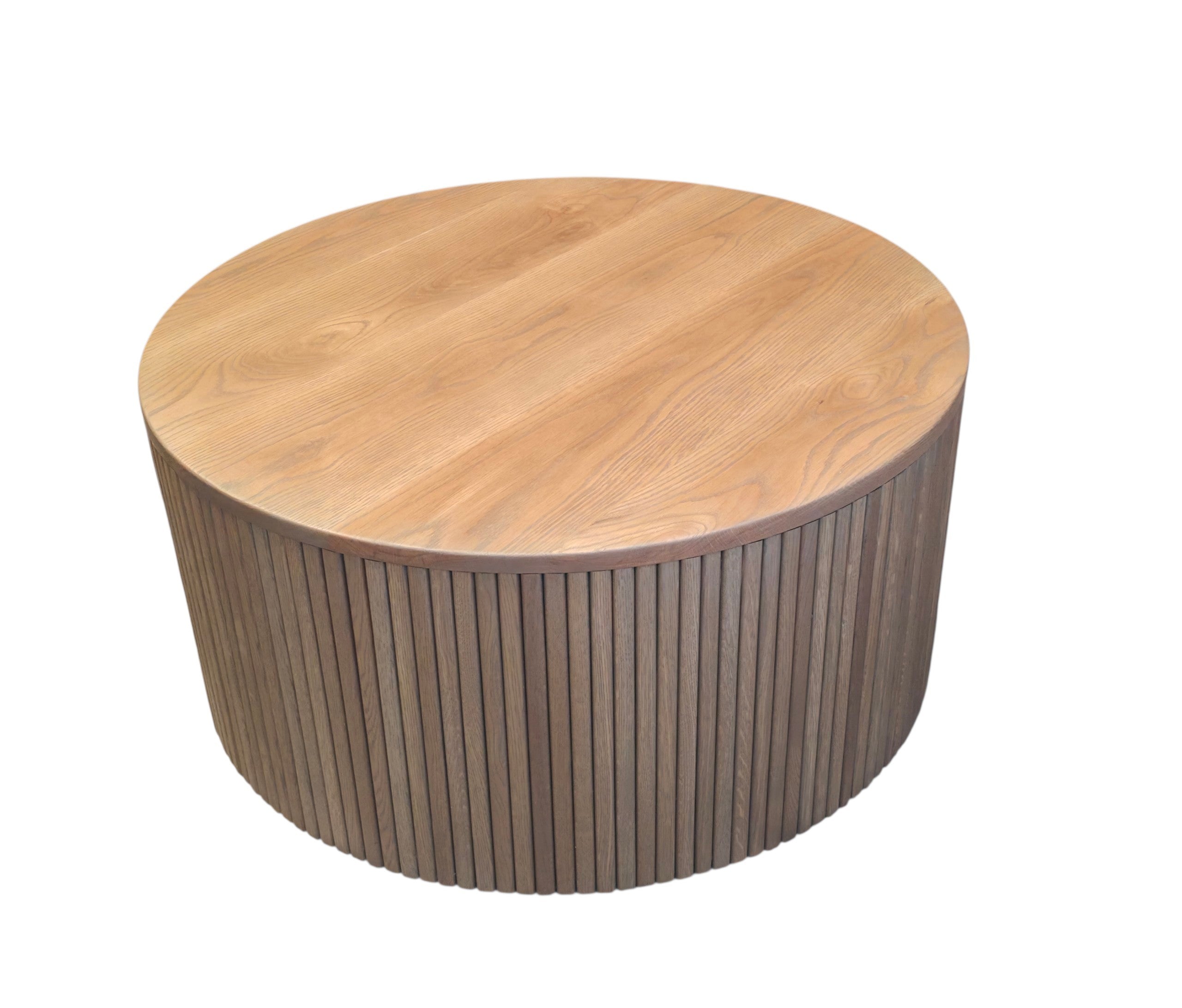 Round fluted oak coffee table