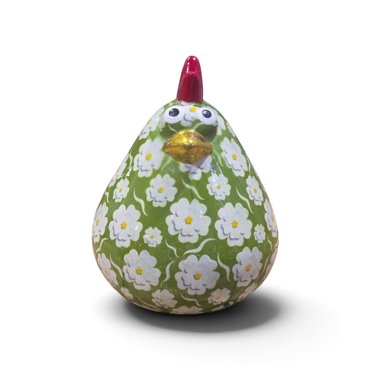Pomme Pidou playful chicken ceramic money box green