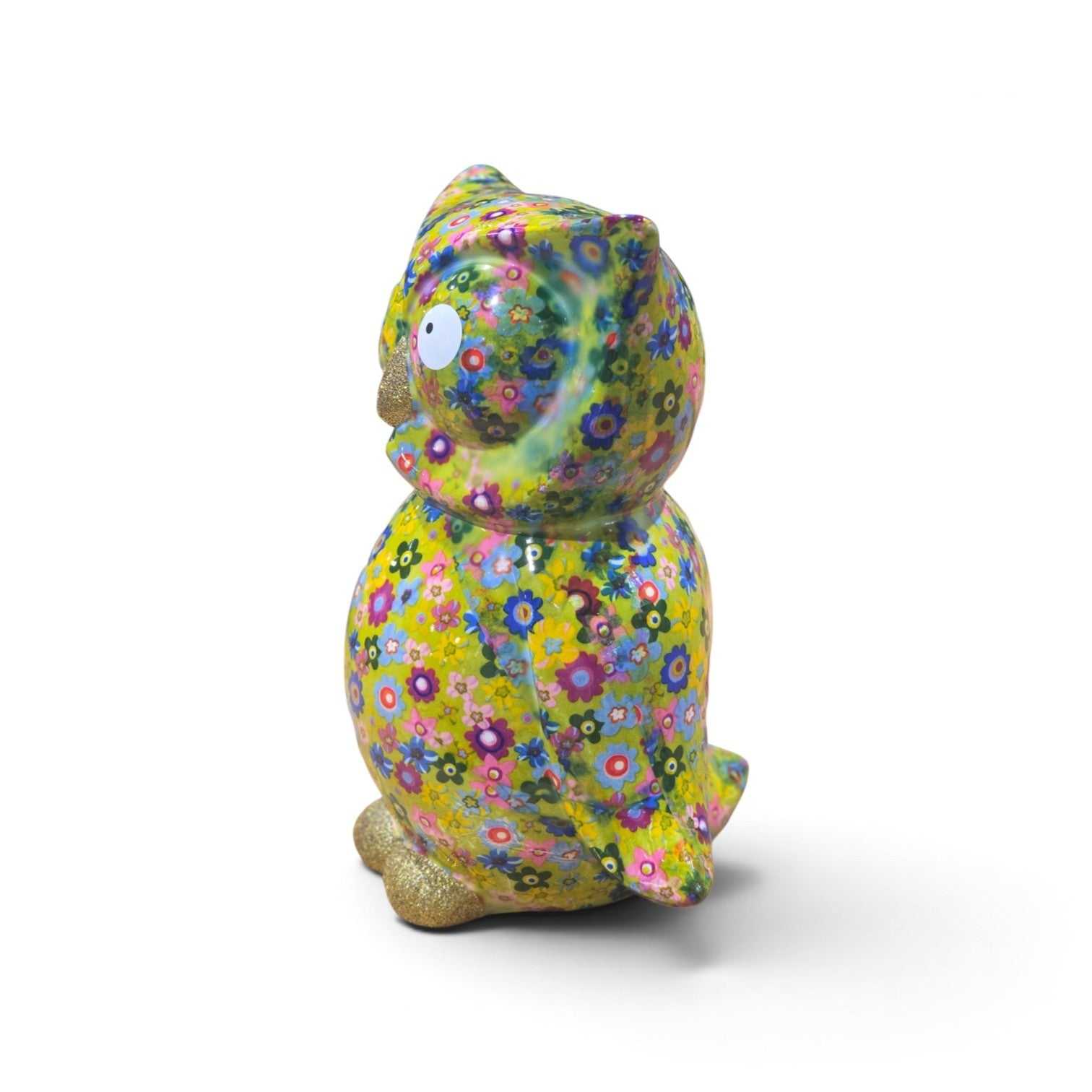 Pomme Pidou playful owl ceramic money box green
