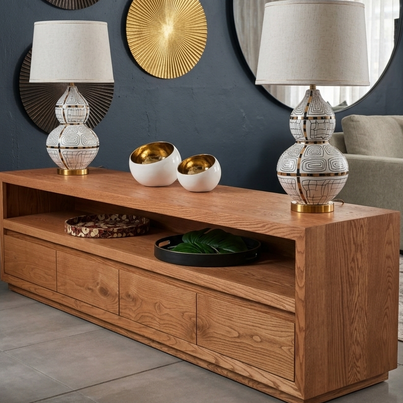Extra large wooden plasma unit with storage cabinets