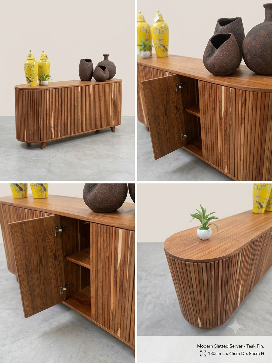 Modern fluted kiaat sideboard