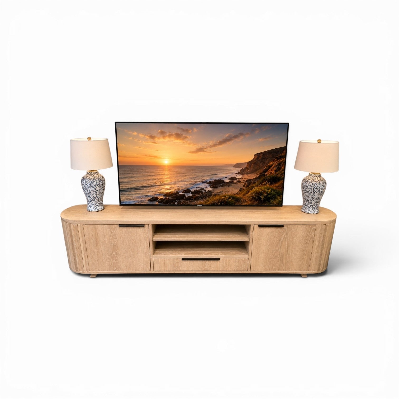 Modern solid oak entertainment stand
