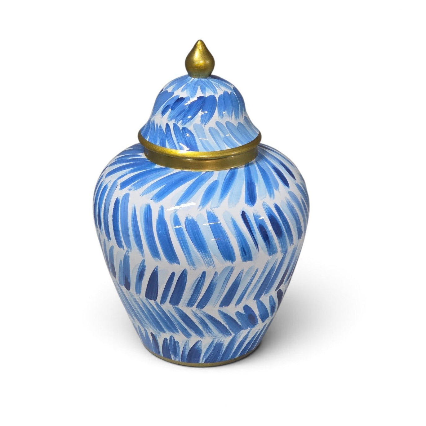 Indigo splash glazed temple jar